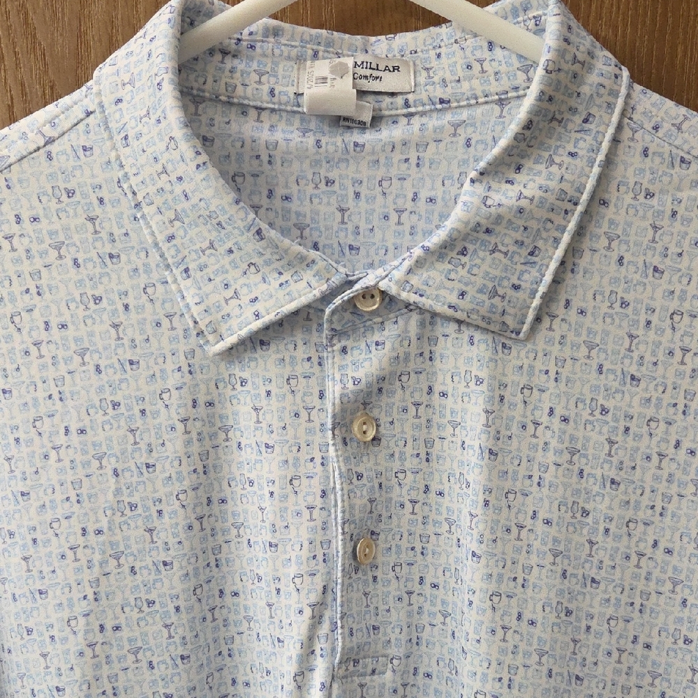 Peter Millar Summer Comfort Men's Blue Patterned Shirt